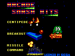 Arcade Smash Hits title screen for Sega Master System